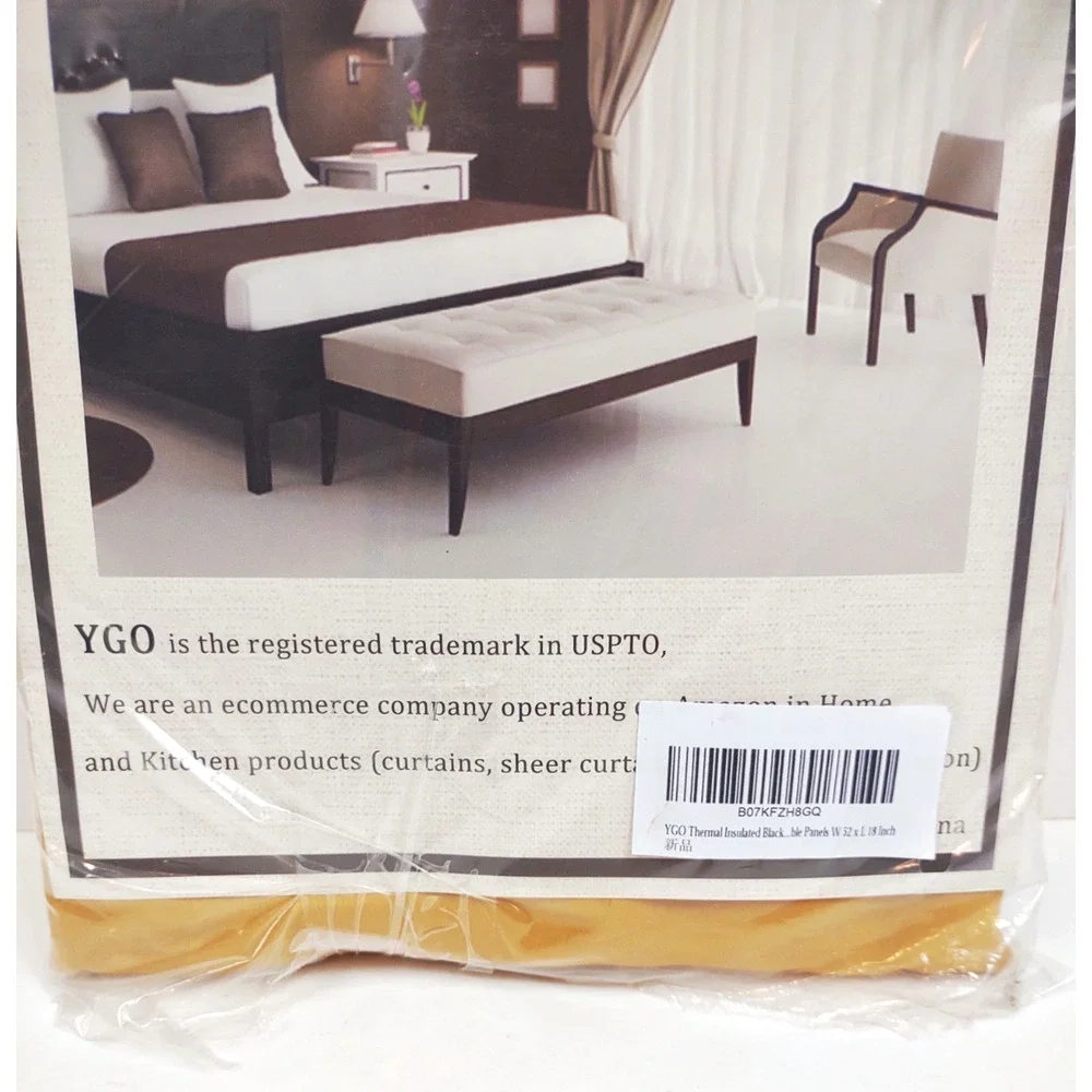 YGO Yellow Gold Half Window Blackout Short Curtain Valance Tiers 2 Panel 52W 18L